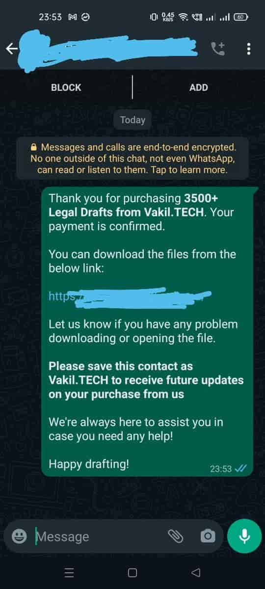 legal draft customer feedback